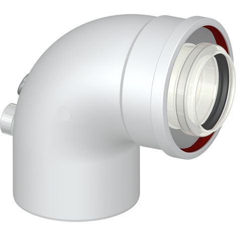 Curva 87° coassiale m/f dn 60-100 con prese analisi diam. 60/100 (1/2)
