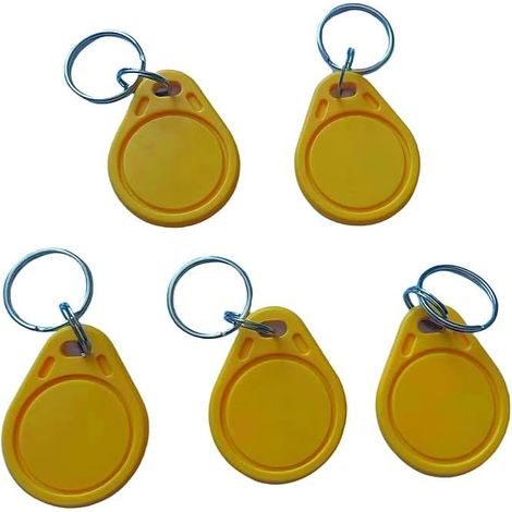 Lot de 5 porte-clés UID Tag 13,56 MHz, interchangeables, inscriptibles et programmables (jaune) (1/5)