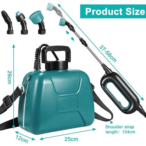 5L Electric Garden Sprayer, 7.4V Strong Pressure Sprayer with 3 Mist Nozzles, USB Rechargeable Handle & Retractable Wand, Adjustable Strap for Weed Killing, Watering Plants & Lawn Care (1/5)