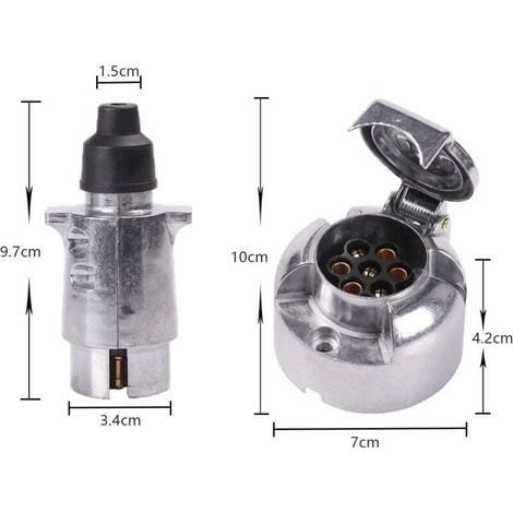 Anhängerstecker & 7-polige Metallbuchse, wasserdichter 12-V-7-poliger Anhängerstecker, matter 7-poliger Anhängerstecker, 7-poliger Anhängerstecker geeignet für LKWs/Wohnmobile/PKWs (Aluminiumlegierung (1/4)