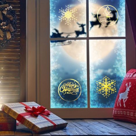 500 autocollants de Noël dorés à motif flocons de neige, ronds et autocollants pour enveloppes, étiquettes de décoration de Noël (1/2)