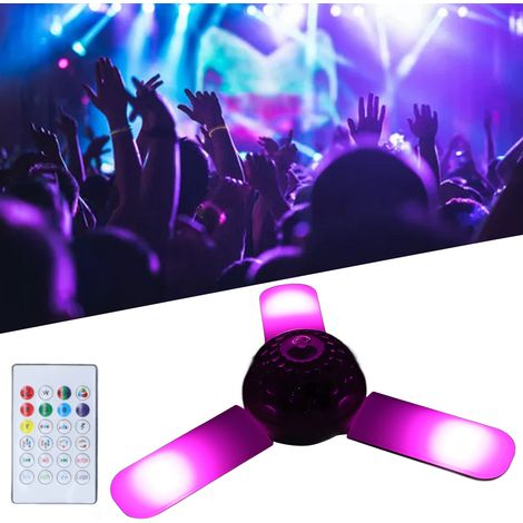 Projecteur LED Bluetooth à ondes dynamiques, haut-parleur pliable, boule disco, lampe à pales de ventilateur RGB 48 W E27 avec télécommande, éclairage coloré pour garage (1/5)