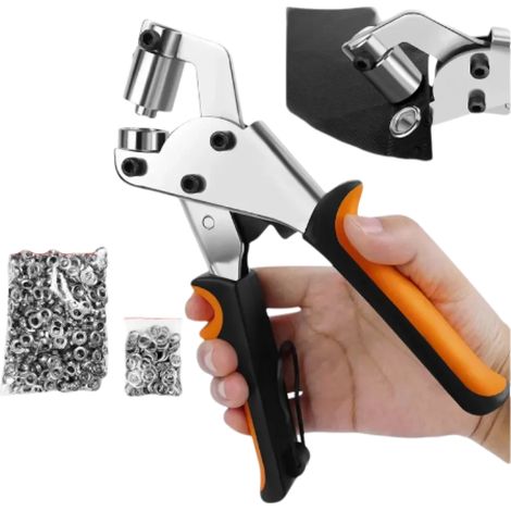 Plier À Oeillets - 10 5 Mm - Pour Bâches Toiles Et Tissus - Acier Inoxydable - 500 Oeillets Inclus (1/5)