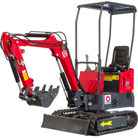 Mw Tools – Mini-pelle 1 tonne – Moteur Diesel Koop 7 kW – Bras pivotant et train de chenilles extensible – MG10F