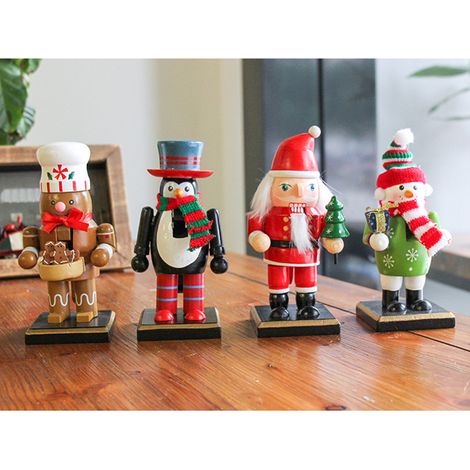 Sapin de Noël en bois casse-noisettes figurine décorative poupée articulée ornement de table (1/4)