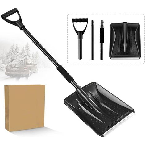 Pelle à neige portable réglable, conception détachable en 4 pièces, adaptée à la conduite, au camping et à la construction de bonhommes de neige. (1/5)
