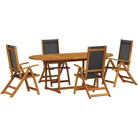Juego comedor de jardín 5 pzas madera maciza acacia y textileno
