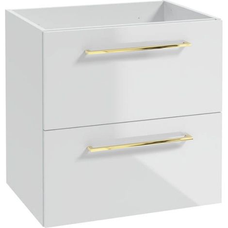 STAMAR  Waschbeckenunterschrank - 60x40 cm - Weiß glänzend - 2 Schubladen - Soft Close, elegante Griffe