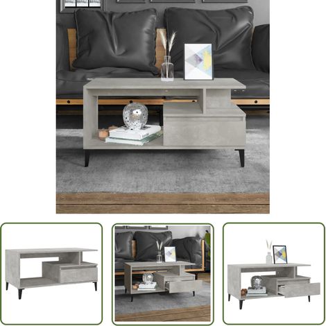 The Living Store Couchtisch Betongrau 90x49x45 cm Holzwerkstoff - Couchtisch - Wohnzimmerschmuck - Holzmöbel - Industriel Design - Betonoptik (1/5)
