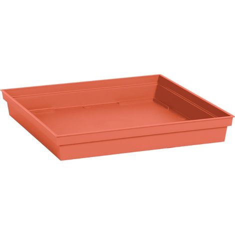 Soucoupe 26,7 x 26,7 x 3,8 cm pour pot 22L Toscane - Orange Terre Battue - EDA (1/2)