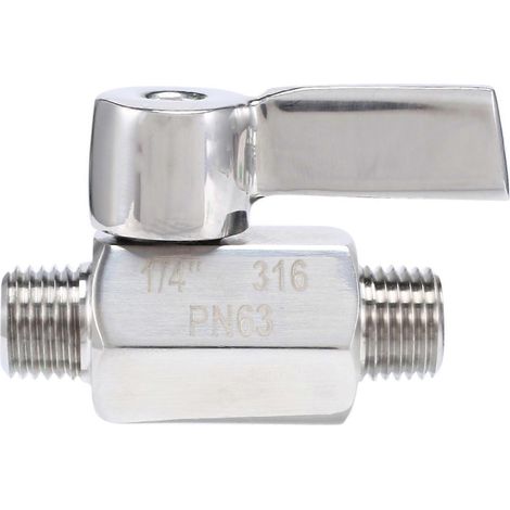 Vanne à bille en acier inoxydable 316 - Mini vanne à bille mâle à filetage NPT 1/4 pouce (1/4 pouce mâle et mâle) (1/5)