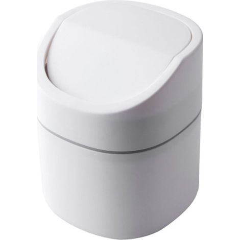 Poubelle de bureau Mini poubelle de table Couvercle rabattable Design nordique ABS PP Compact pour maquillage bureau (1/5)