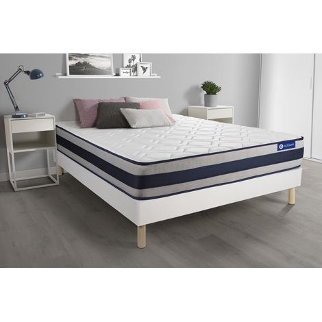 Ensemble matelas Mémoire de forme ACTIMEMO ERGO 140x200 cm Maxi épaisseur 5zones de confort + sommier KIT blanc (1/7)
