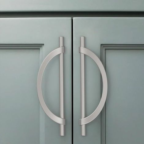 Silver kitchen cabinet handle, 2 pieces, with screws, made of zinc alloy, ideal for desks and drawers, hole spacing: 128 mm (1/4)