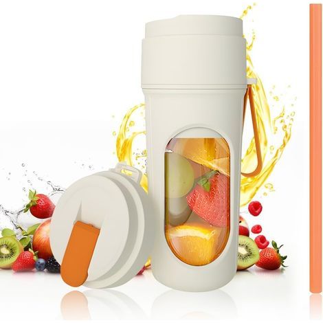 Mini Blender Smoothie, 450 ML Mixeur Portable pour Smoothie Petit Blender avec Couvercle de Voyage Rechargeable USB Smoothies Mixer Portable avec 12 Lames Sans BPA pour Cuisine Sport Bureau (1/5)