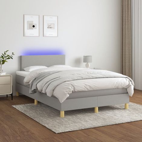 Boxspringbett mit Matratze & LED Hellgrau 120x200 cm Stoff (1/5)