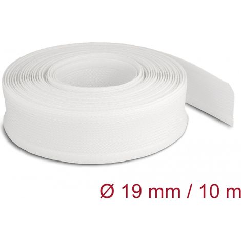 Delock Funda trenzada con cierre de gancho y lazo 10 m x 19 mm blanco