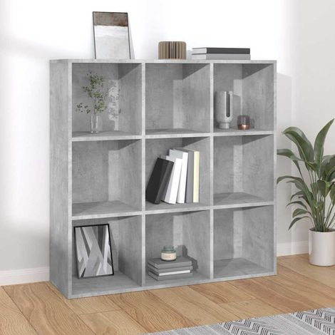 Bibliothèque Étagère de Rangement - pour Bureau Salon Chambre Cuisine Gris béton 98x30x98 cm Aggloméré BV721103 - BonneVie (1/5)