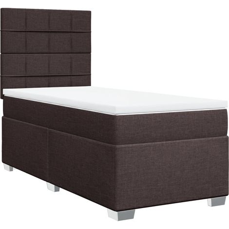 Maison Exclusive - Cama box spring con colchón tela marrón oscuro (1/5)