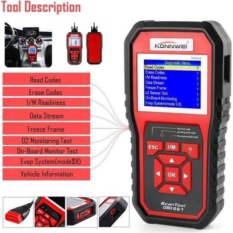 KONNWEI KW850 OBDII EOBD Lecteur de Code De Défaut de Voiture Multi-langues ODB 2 Auto Diagnostic Scanner (1/4)