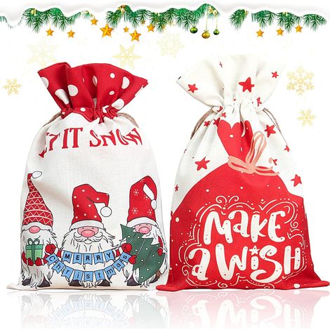 Sac à cordon de Noël, sac cadeau de Noël, sac cadeau de Noël avec cordon de serrage, 30 x 50 cm, sac de rangement cadeau réutilisable et sac de bonbons de Noël (1/4)