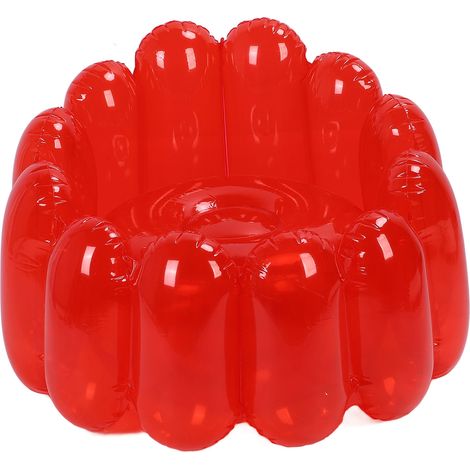Fauteuil canapé gonflable transparent coloris bonbon rouge transportable plein air salon chambre détente (1/5)