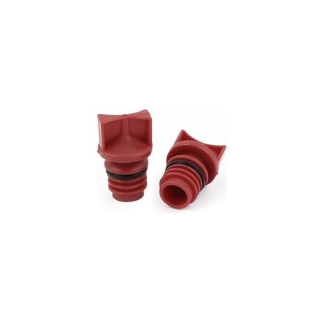 Lot de 2 bouchons d'huile pour compresseur d'air – Coque plastique rouge – Filetage mâle 18 mm – Dimensions 4 x 2,5 cm