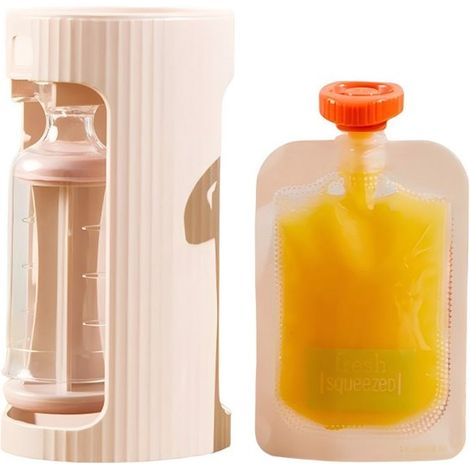 Stazione per riempire e spremere pappe per neonati — Ideale per puree fatte in casa — Include 10 bustine da spremere (118 ml) — Macchina per puree di frutta in plastica (1/5)
