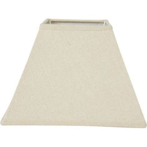 Abat-jour - Carré - Beige lin - Pour lampe - Base 20cm - Culot E27 avec réducteur (1/2)