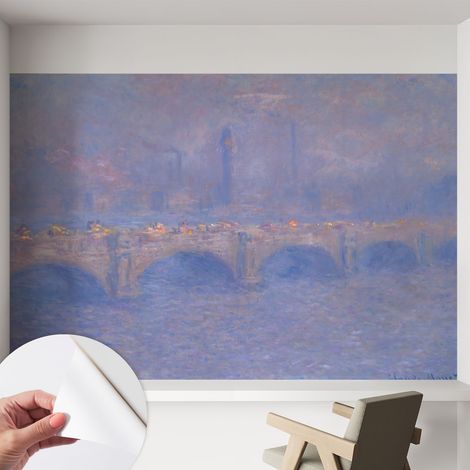 Papier peint autocollant avec imprimé pour décoration intérieure pour rénovation a motif Pont bleu 152x104 cm (1/5)