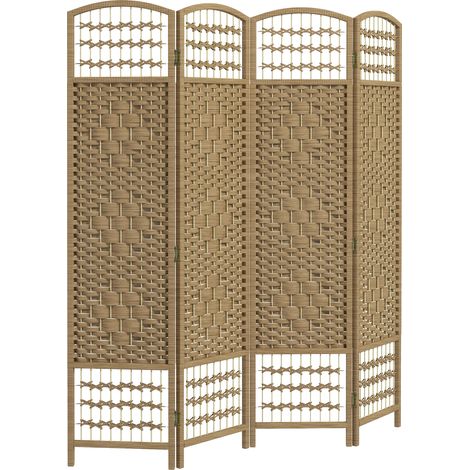 HOMCOM 4 Panel Folding Room Divider, Freestanding Privacy Screen, Natural (1/5)