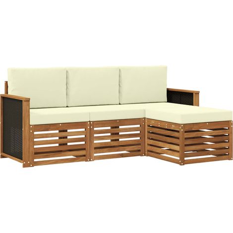 Conjunto de sofás de exterior 4 uds. Natural y Crema vidaXL (1/5)