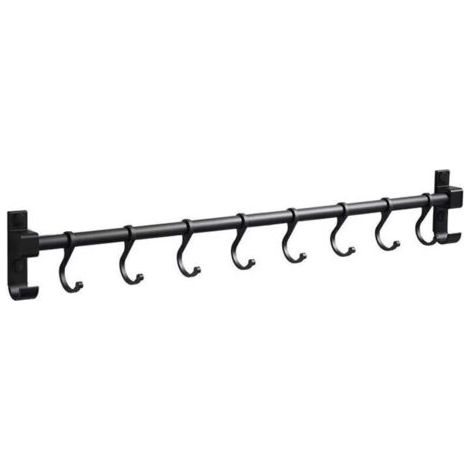 Küchenreling aus Aluminium, 50 cm Wandmontage, Küchenutensilienhalter mit 8 Haken (1/5)