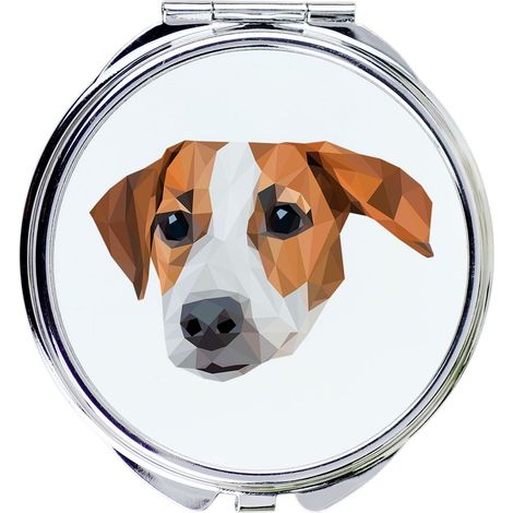 Specchio con foto e scritta geometrica di Art-Dog raffigurante un Jack Russell Terrier. (1/3)