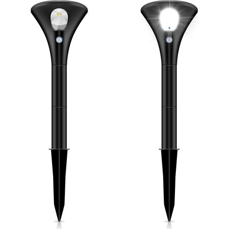 Lampe Solaire Extérieure,Jardin LED éclairage Ultra Puissante Etanche IP65 2 Modes Spot Paysage Avec Sécurité Détecteur de Mouvement pour Patio Pathway Pelouse Allée Décor (2 PACK Blanc)-Fei Yu (1/4)