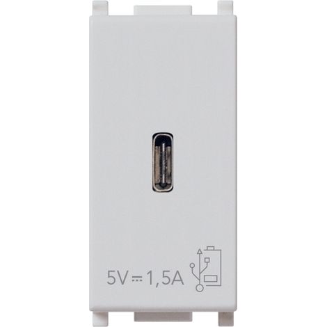 Vimar 14292.C.SL Plana Presa USB 5 V 1,5 A - Alimentatore per dispositivi elettronici, 1 uscita USB tipo C, alimentazione 120-240 V 50/60 Hz, Silver