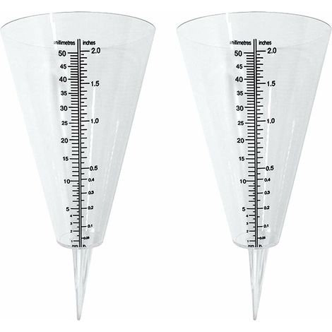 Pluviomètre, pluviometre Exterieur, 2 pluviomètres à cône Transparent avec Double échelle pour la Surveillance des précipitations dans Les Jardins, à lextérieur et sur Les balcons (1/5)