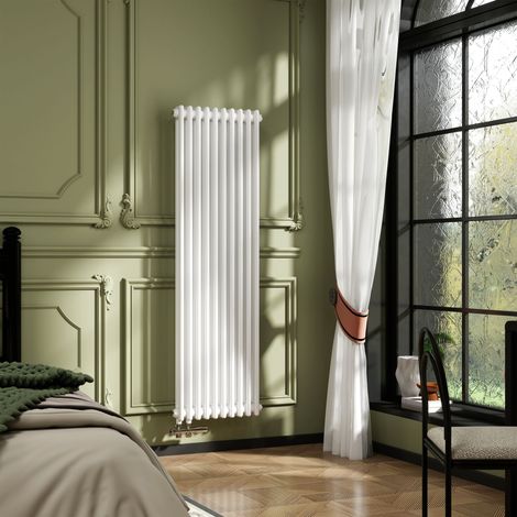 AICA Traditioneller 2-Säulen Heizkörper 1500x470mm Weiß aus Stahl