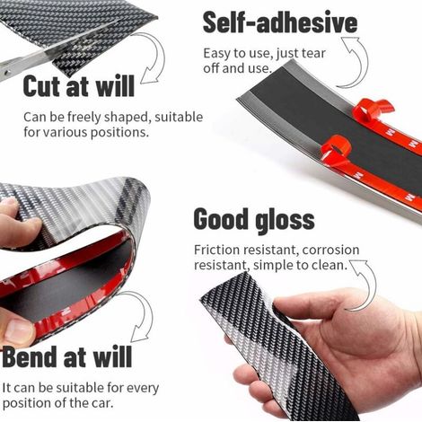 Autocollant Seuil Fibre Carbone Universel,Bande Seuil Voiture Universelle, 4 Pièces Protecteur Seuil Voiture Noire Porte, Seuil Film Protection Porte Article (1/3)