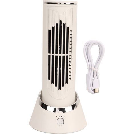 Ventilateur Sur Pied - 3 Vitesses - Sans Hélice - Rotation Automatique - Alimenté Par USB - Blanc - 1 Pièce (1/5)