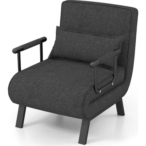 COSTWAY Convertible Single Folding Sofa Bed Sleep Chair 6 Positions Adjustable Backrest (1/5)