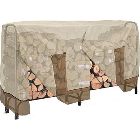 Housse imperméable pour range-bûches en tissu Oxford 420D, couleur beige café, 244 x 107 x 61 cm (1/5)