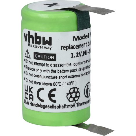 vhbw 1x batteria compatibile con Remington MS2-250, MS2-200, MS2-270, MS2-260, MS2-370, MS2-300 rasoio elettrico (1100mAh, 1,2V, NiMH)