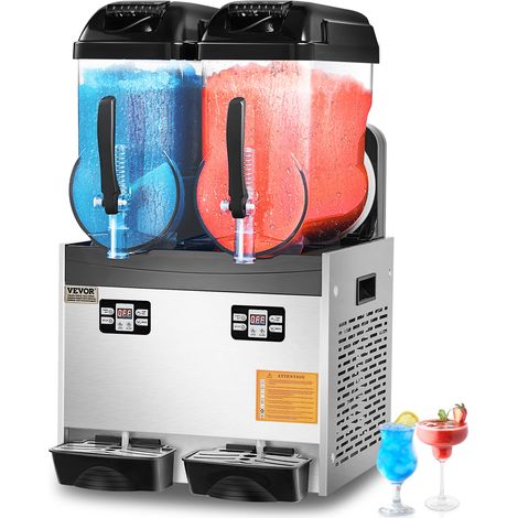 VEVOR kommerzielle Slush-Maschine 12 L x 2 Doppeltank Slush-Eismaschine Slushy Machine für gefrorene Getränke, 96 Tassen Margarita-Smoothie-Maschine für Partys zu Hause Restaurants Cafes Bars
