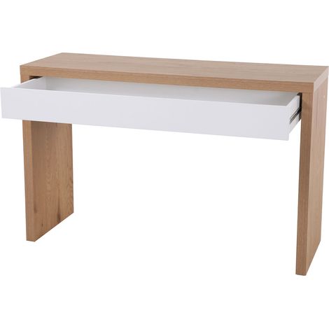 Svita – Bureau d'angle avec tiroir en bois MDF – Dimensions 120x40x76 cm – Chêne blanc – Pour espaces réduits et rangement efficace