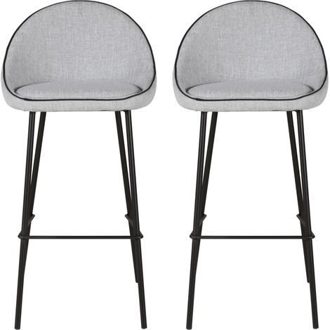 Lot de 2 chaises de bar H65 cm en tissu gris clair - ABAYA