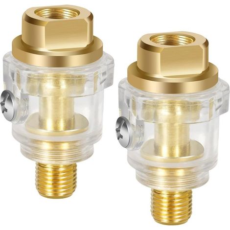2 Pièces Mini-Graisseur en ligne,Mini lubrificateur automatique,Huileur automatique à air comprimé pour Outils à air Comprimé/Visseuse à Percussion (BSP 1/4") (1/5)