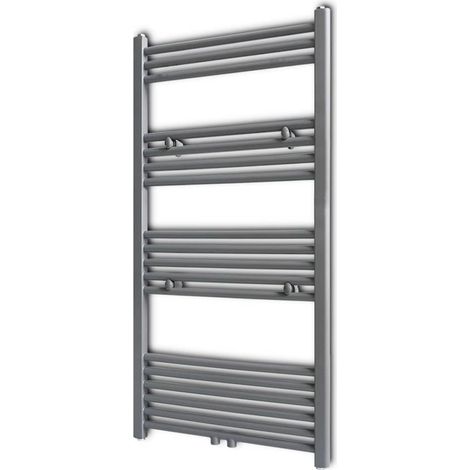 Grey Bathroom Central Heating Towel Rail Radiator Straight 600x1160mm vidaXL (1/5)