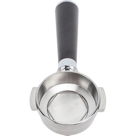 Edelstahl-Filterhalter (58 mm, Einzelauslauf) mit Massivholzgriff, Ausführung A, Sandelholz (1/5)