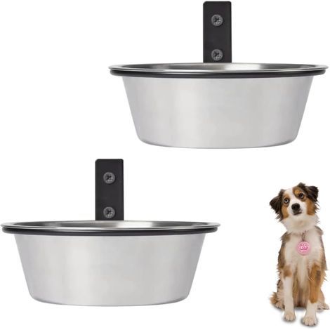 Wall Mounted Dog Bowl, Stainless Steel Hanging Dog Bowl, Foldable Raised Food and Water Feeder for Pet, Cat, Guinea Rabbit (17.5 x 6 cm) (1/5)